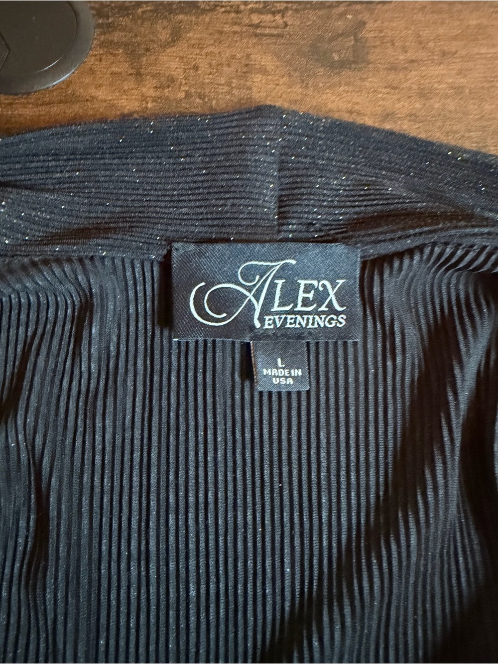 Alex Evenings Black Glitter Pleated Tank & Open Cardigan 2-Piece Set Women’s NWT - Picture 4 of 12